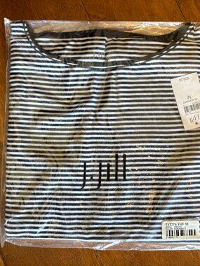 J Jill Women's Tank Top, Size Medium, Black & White Striped